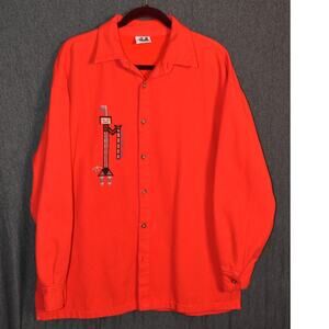 VINTAGE 4Fun Men's Medium Aztec Style Button Up Long Sleeve Shirt USA Made VTG
